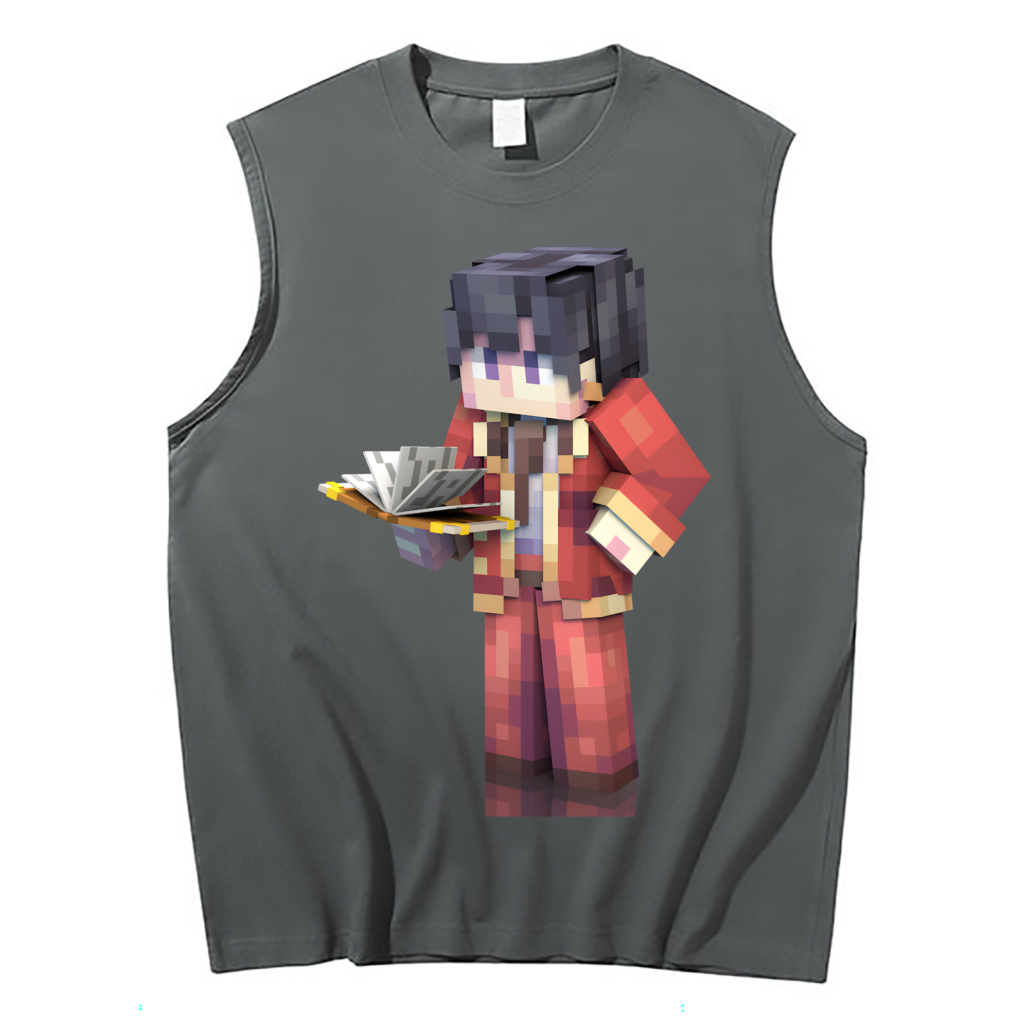 （画像用） マインクラフト ブロックの世界 Minecraft MC Block world コットン100％タンクトップ（フロントプリント）